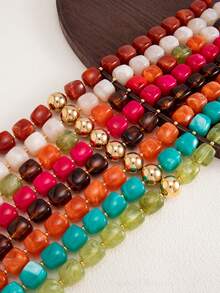 1pc Bohemian Style Casual Fashion Resin Beaded Necklace, Suitable For Daily Wear, Vacation, Travel, Leisure, A Fashionable Jewelry Gift For Family And Friends - Resin Necklace - View 9