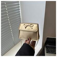 Bolso de cuero genuino para mujer, elegante bolso de mano y de hombro para oficina, citas y fiestas. Hermoso lazo, moderno, sencillo bolso bandolera cuadrado pequeño para mujer, 2026, nuevo, a la moda, elegante, de color sólido. - Blanco - Ver 11