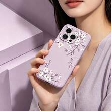 Ốp lưng điện thoại silicone lỏng họa tiết hoa anh đào, tương thích với iPhone 17 Air, 16e, 16, 15 Pro Max, 14 Plus, 13 Mini, 12 Pro, 11, X, XS, XR, XS Max, 7, 8 Plus, - Màu tím - Xem 5