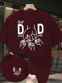 Camiseta de manga corta con estampado de puño El mejor papá del mundo, estilo cómodo para padres e hijos, de doble cara. - Blanco - Ver 10