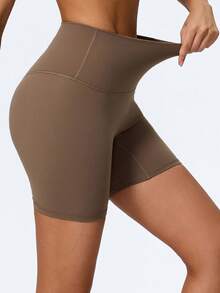 1pc High Elasticity Nude Yoga Shorts Cycling Pants Summer - Brown - View 6