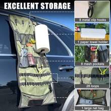 Camping Hanging Organizer - Tent Organizer For Inside With Campsite Storage Straps And Mesh Pockets And Hanging Hooks For Camping, RV Camper, Picnic, One-Piece Storage Bag Multiple Can Be Spliced - Green - View 2
