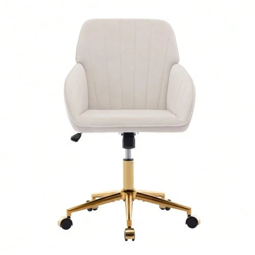 Height-Adjustable Swivel Office Chair For Home And Bedroom, Ergonomic Swivel Chair With Backrest, Suitable For Long Periods Of Sitting. - White - View 1