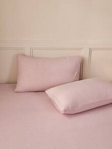 2pcs Grey Pink Striped Heart Pattern Pillowcases, Decorative Pillow Covers, Ultra Soft & Breathable, No Filling, Machine Washable, Sweet Girly Style, Suitable For Bedroom Envelope Closure Bed Pillowcases, Dorm Bedding Breathable Pillowcase Set - Dusty Pink - View 1