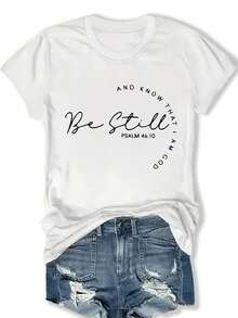 Camiseta unisex de manga corta, eleganteEscrito a manoDiseñoPatrónImpresoencendidoaMujeresModaCamisetaconCortoMangasparaPrimaveraYVeranoCaracterísticasBibliaVersesplayerashombre, , , Dazymujer,romwehombres, bohochic,maestrasregalos,camisetaparaconjuntos de mujercon curvasparamu,y2k, - Blanco - Ver 1