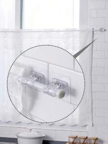8pcs No Drill Window Curtain Rod Brackets, Self-Adhesive Adjustable Curtain Rod Holders, Heavy Duty Wall Mounted Curtain Rod Supports, Reusable Stick-On Curtain Rod Fixture For Home Bedroom Living Room Bathroom Kitchen Office Hotel - Multiple Styles - View 5