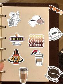 50pcs Healing Coffee Stickers: Fun And Whimsical Designs, Perfect For Laptops, Helmets, And Desk Decorations. These Eye-Catching, Versatile Stickers Create A Strong, Atmospheric Vibe And Are Timelessly Stylish. Ideal As Party Favours, Rewards, - Multicolor - View 8