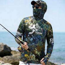2026 New Men's Outdoor Sun Protection Hooded Fishing Jacket, With Built-In Face Protection And Thumb Hole Cuff Design Sports Fall - Green - View 9