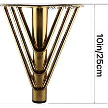 Patas de muebles de metal resistentes, juego de 4 patas de 4 pulgadas, 6 pulgadas, 8 pulgadas y 10 pulgadas en color dorado para sofá, gabinete, cómoda y sillón | Resistentes a la oxidación, con almohadillas antideslizantes, pies de reemplazo modernos para bricolaje - Dorado - Ver 10