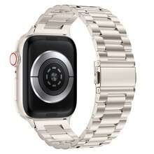 1件不鏽鋼金屬錶帶，適用於Apple Watch 49mm 45mm 44mm 42mm 41mm 40mm 38mm，商務風格中性款，適用於Apple Watch Series 9, Ultra 2, SE, Ultra, Series 8 7 6 5 4 3 2 1 - 星光 - 查看 5