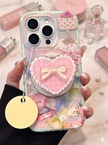 1pc Foldable & Extendable Magnetic Phone Holder With Charming Butterfly, Heart And Kitten Design, Fashionable Multifunctional Smartphone Accessory For IOS And Android Devices, Ideal Birthday Or Spring Gift For Friends And Family - Butterfly Heart Kitten - View 3
