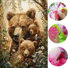 1pc DIY Diamond Painting, Rhinestone Embroidery, Animal Brown Bear, Home Decor, Full Drill, 30*40cm/40x50cm - Sets - View 7