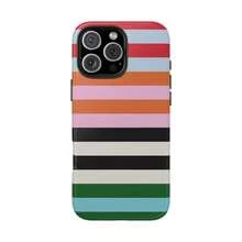 [24h Shipping From DE/FR/ES] [24-Hour On-Site Shipping] Apple 17 Pro Max Plus Colorblock Striped Phone Case| Multicolored Retro Stripes| Bright Colorful Pattern| Shiny Durable Case 23 24 25 26 - 圖片1PCS - 查看 3