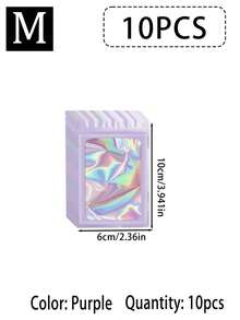 100/10pcs Transparent Holographic Bags, Odor-Proof Packaging Bags, Sealed Bags, Polyester Film Food Storage Bags, Zipper Sealed Bags, Polyester Film Holographic Resealable Bags, Suitable For Party Foods, Jewelry, Etc. - Multicolor - View 57