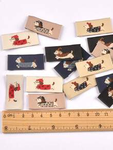 50pcs 40x19mm Random Mixed Rectangular Colorful Minimalist Embroidery Labels With Dachshund Dog Pattern, Suitable For Clothing, Bags, Sewing Accessories, Handmade Crafts - Multicolor - View 4