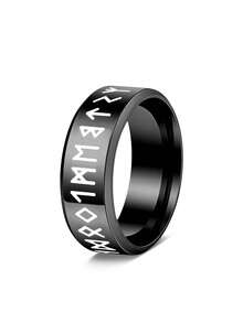 1PC/2PCS Cincin Totem Rune Fashion dari Baja Tahan Karat, Cincin Jimat, Aksesori Perhiasan Pria, Cocok untuk Pemakaian Sehari-hari dan Pesta - Cincin Viking hitam putih - View 20