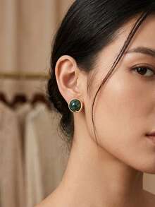 Women Stud Earrings - Teal Blue - View 2