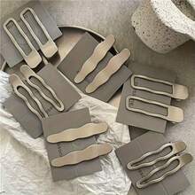 6 Pcs Minimalist Metal Hair Clips Set, Wavy & Rectangle Hair Barrettes, Non-Slip Hair Pins For Women, Daily Styling Accessories For School,Vacation - Silver - View 6