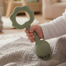 1 pieza Juguete de sonajero de silicona, Juguete calmante para bebés, Material de silicona, Sonajero de silicona, Entrenamiento de agarre para bebés, Juguete de sonajero, Sonajero educativo adecuado para niños y niñas - Multicolor - Ver 3