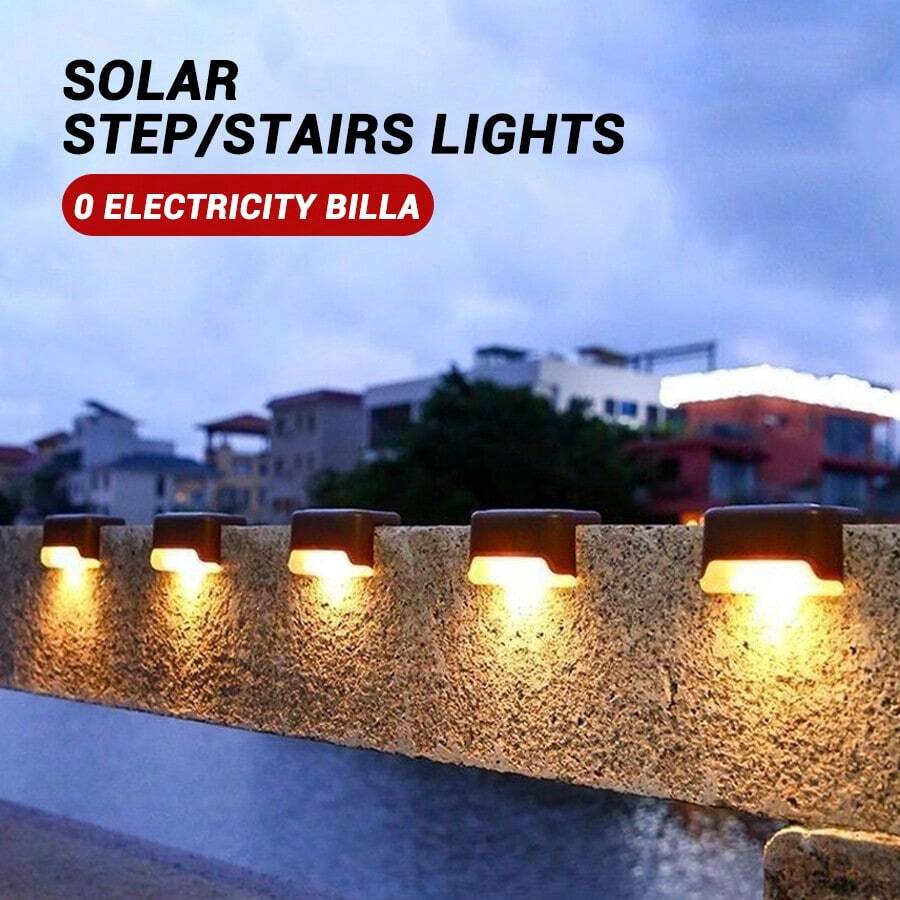 4pcs/8pcs/12pcs/16pcs Solar Fence Lights, Waterproof LED Solar Wall Lights, Solar Deck Lights, Suitable For Garden, Patio, Yard, Pool, Stairs, Holiday Decoration - Style a - View 1