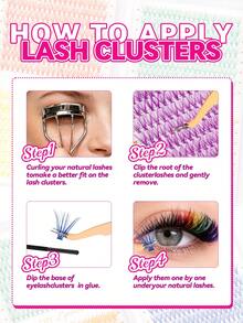 960pcs Rainbow D-Curl Colored Cluster Lashes, 6 Styles Soft Lightweight Reusable DIY Lashes, Beginner Makeup For Party, Cosplay & Back To School - D - View 7