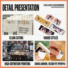 120PCS MINISO Anime Eye Power Sticker Roll Round Adhesive Labels Clear Print Smooth Surface Strong Stickiness Easy Peel For Scrapbooking Journaling DIY Craft Planner Decoration Laptop Phone Case Notebook Creative Use - Style 1 - View 3