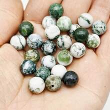 8mm Perle di agata naturale con motivo a grana di legno, forniture per la realizzazione di gioielli fai-da-te, perle rotonde - verde bianco - Visualizzare 7