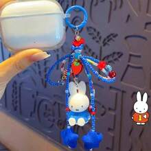Miffy 兔子鑰匙圈 紅色水果冒險系列 可愛兔兔吊飾 彩色珠飾包包掛飾 卡哇伊後背包與錢包配件 收藏款卡通裝飾 Miffy 粉絲禮物 - Red Fruit Story Keychain - Blue - 查看 4