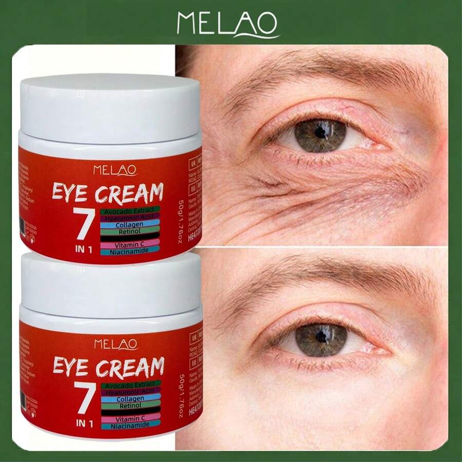 2盒MELAO 7合1眼霜,50克/1.76盎司,抗衰老眼霜,蕴含视黄醇、胶原蛋白、透明质酸和烟酰胺,有助于减少黑眼圈、眼袋和细纹。 - 2個 - 查看 1