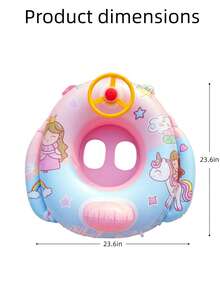 Macaron Gradient Glitter Swim Ring, Transparent Inflatable Pool Float With Gold Sequins, Thickened PVC Summer Water Gear, Back To, First Day Of School - Multicolor - View 12