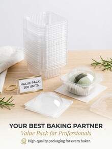 1/20pcs - Exquisite Cream Puff And Dessert Packaging Boxes - Specialized Food Containers To Enhance The Visual Texture Of Cream Puffs, Mousse And Cakes. Minimalist Design Suitable For Various Baked Goods, Ideal Choice For Home Baking And Dessert Shops (Random Style Shipped, Please Confirm Before Ordering) - White - View 5