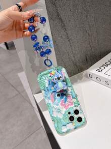 Disney Has Authorized, Phone Case - Chain Set, The Stitch Lilo & Stitch 3D Phone Case Plus A Silicone 3D Stitch Bracelet With Metallic Ring Removable Bracelet, Stitch And Angel Pattern, Compatible With Iphone17/16/15/14/13/12/11/XS/XR/X Plus Pro Max, A Stylish Cartoon Phone Case, The Perfect Gift Choice, Phone Protection, Durable Phone Cover, Great Gift For Friends And Family. - 白色 - 查看 3