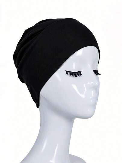 1pc Women's Multi-Color Headscarf Hat, Women's Headscarf Fabric, Veil, Black Headscarf Hat, Summer Headscarf Hat, Pink Headscarf, Blue Headscarf, White Headscarf, Black Headscarf Hat, Elastic Hat, High Elasticity, No Pilling