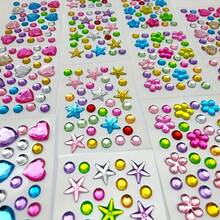 12pcs Mini Rhinestone Gem Stickers - Random Style Self-Adhesive Multicolor Mixed Shapes (Heart, Star, Flower) Suitable For DIY Crafts, Nail Art, Face And Body Decoration - Shiny Acrylic Rhinestones For Jewelry Making, Hair Accessories, Home Craft Materials, Craft Rhinestones - A - View 1