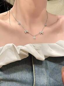 1 pieza Collar colgante de cinta elegante y exquisito, adecuado para uso diario, cadena de plata S925, cadena de oro, adecuado para uso diario, gargantilla - Mariposa - Ver 2