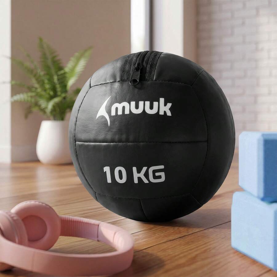 MUUK FITNESS Balón Medicinal de Entrenamiento Funcional 2kg/3kg/4kg/5kg/6kg/10kg | Pelota Wall Ball Profesional de PVC Reforzado con Superficie Antideslizante | Ideal para Crossfit, Fuerza, Resistencia, Abdominales, Sentadillas, Box y Home Gym - 10kg - Ver 1