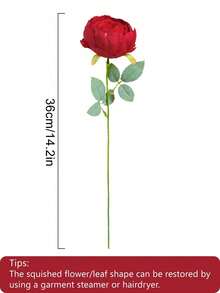 10支20.1英寸仿真牡丹花，塑料花茎，酒红色复古牡丹仿真花，丝绸花卉，适合家居、餐桌、会议室装饰，DIY婚礼派对中心摆件，母亲节礼物 - 酒紅色 - 查看 7