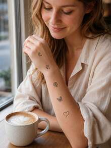 10 Peças Tatuagens, Tatuagem de Dedo, Tatuagem de Palma, Adesivo de Tatuagem de Pescoço, Y2k, Punk, Tatuagem Semipermanente, Tatuagem Falsa, Tatuagem de Mão, Tatuagens Temporárias, Adesivos de Tatuagem, Tatuagem à Prova d'Água de Longa Duração, Tatuagens para Mulheres, Tatuagem nas Costas, Tatuagem no Braço, Tatuagens nas Pernas - Multicolorido - Visão 5