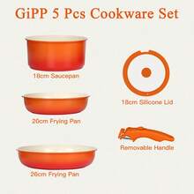 GiPP Pots And Pans Set Non Stick,5PCS Granite Nonstick Cookware Sets With Detachable Handle,Induction Kitchen Set Removable Handle - View 11