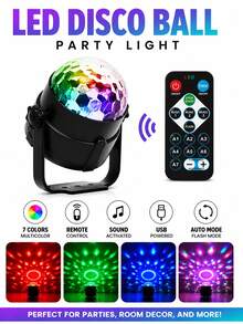 Lampu Bola Kristal LED Ajaib RGB - 7 Mode Lampu Laser Panggung dengan Kontrol Jarak Jauh, Sempurna untuk Pesta Dansa di Rumah, KTV, Pernikahan, Dekorasi Ruangan, dll.! - Hitam - View 13