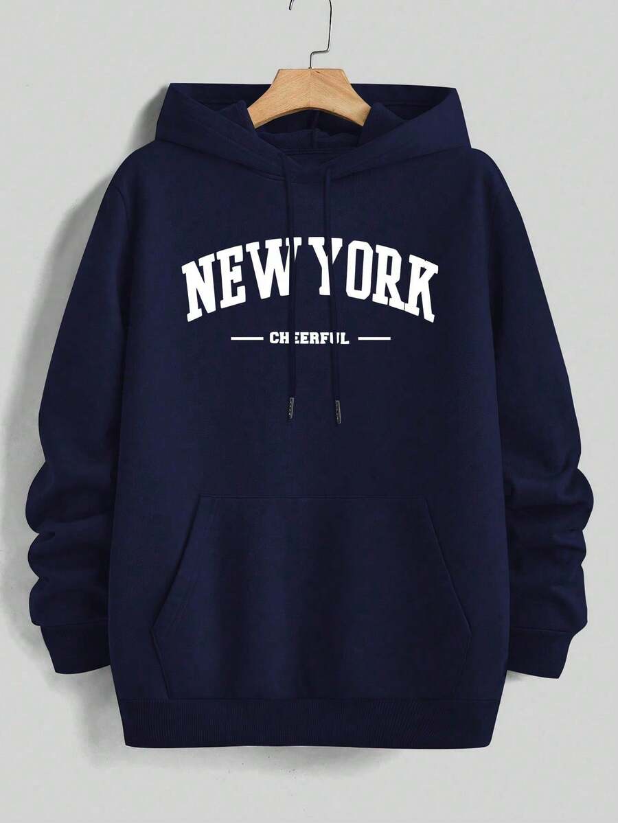 Men's003 Lightweight Regular Fit Long Sleeve Hoodie With Pocket, Custom Letter Graphic Print, Fashionable Casual Sportswear, Suitable As A Gift For Husband Or Boyfriend (Sizes Run Small, Please Order One Size Up) - 軍綠色 - 查看 1