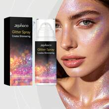 1 Box (60ml) Party Glitter Spray, Skin, Collarbone, Galaxy Highlighter For Party, Date, Wedding, Performance, Shimmery, Long-Lasting, Refreshing, Moisturizing, Glowing Glitter Spray - Baby Pink - View 4