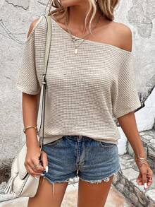 Camiseta de hombros descubiertos para mujer - Albaricoque - Ver 6