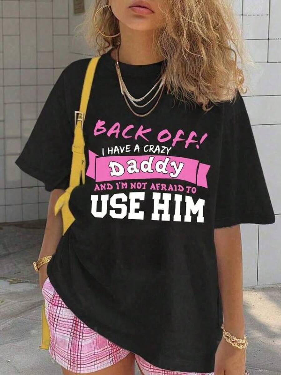 Tween Girls' Casual Fun Print Round Neck Short Sleeve T-Shirt For Summer Tops De MujerPlayeras De MujerBlusas Para MujerRopa Deportiva De MujerCamisetas Para MujerPlayeras De Algodón MujerBlusas Casuales - Negro - Ver 1
