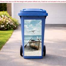 1pc 2D Flat Self-Adhesive Trash Can Sticker Chill Capybara Trash Can Sticker, Funny Vacation Animal Decal, Waterproof Outdoor Garbage Bin Decor, Cute Yard DIY Decoration, PVC Material, Easy To Peel And Stick, Flat Art Sticker, Kitchen Storage - A - View 2