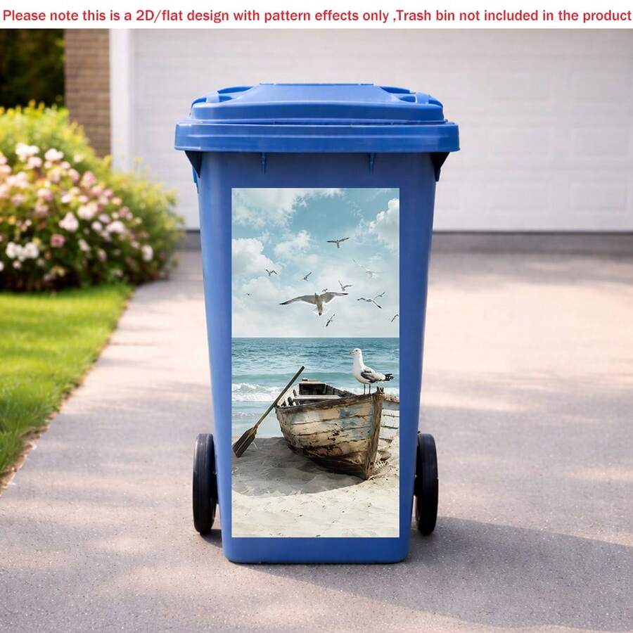 1pc 2D Flat Self-Adhesive Trash Can Sticker Chill Capybara Trash Can Sticker, Funny Vacation Animal Decal, Waterproof Outdoor Garbage Bin Decor, Cute Yard DIY Decoration, PVC Material, Easy To Peel And Stick, Flat Art Sticker, Kitchen Storage