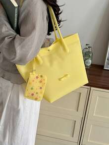 Sac fourre-tout rafraîchissant d'été pour femmes, nouveau sac fourre-tout en PVC de mode, sac à bandoulière minimaliste pour les déplacements - Jaune citron - Voir 4