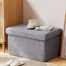 Foldable Cotton And Linen Storage Stool, Large-Capacity Storage Box, Sofa Stool, Shoe-Changing Stool, Storage Bench And Footstool, Living Room Footstool, Bedroom End-Of-Bed Bench. Space-Saving And No Assembly Required, Available In Multiple Colors - Multicolor - View 9