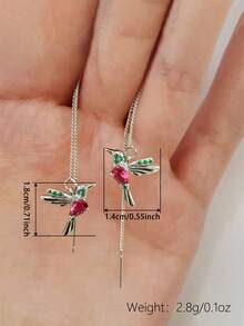 1 Đôi bông tai hình chim giọt nước đính đá Cubic Zirconia thanh lịch, thích hợp cho nữ, quà tặng ngày Valentine, quà tặng cho mẹ, quà tặng Ngày của Mẹ. - Bạc - Xem 5