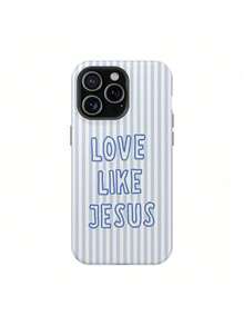 1 elegante funda para teléfono, no incluye cordón ni soporte. Funda cristiana para teléfono Love Like Jesus - Estética de rayas azules y versículo bíblico para. |       Adecuado para 17/17/17 Pro/17 Pro/16 Pro/15 Pro/14 Pro/13 Pro/12 Pro, regalo para ella. - Blanco 1 - Ver 1